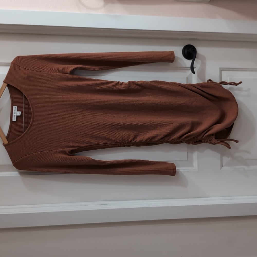 And Now This brown adjustable length ruched dress
